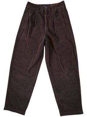 Brown Quasi Corduroy Pants Elliot Trouser relaxed fit pleated cords - 26x26
